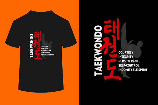 Taekwondo Tenets T-Shirt - Martial Arts Graphic Tee T-Shirt
