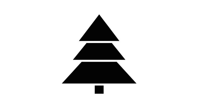 Simple Black Christmas Tree Icon Design.