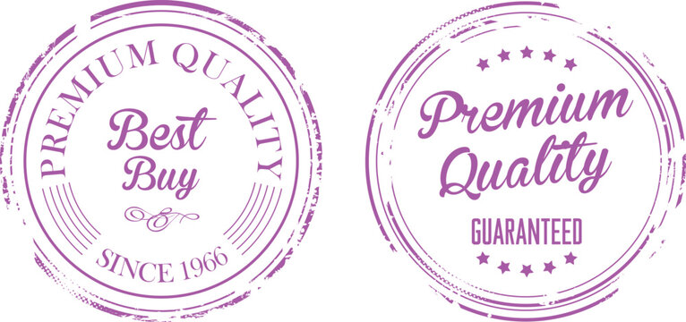 Two premium quality stamps showcasing best buy and guaranteed quality assurance