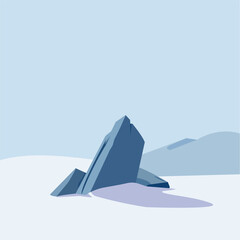 Minimalist blue iceberg in a frozen arctic sea landscape vector illustration. © Chandan Tripathy