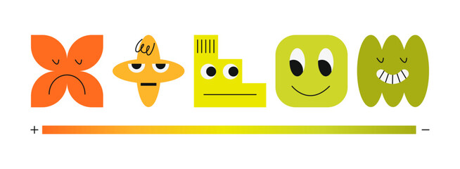 Vector emotion rating scale with abstract face characters ranging from bad to excellent.  Ideal for customer satisfaction surveys, UX rating systems, education materials and psychology projects. © bosotochka