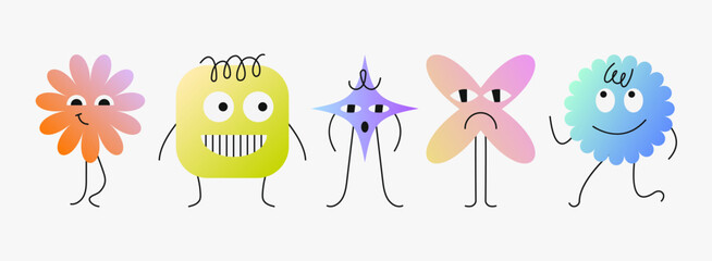 Obraz premium Geometric figure emotion face. Cute modern illustration representing mood diversity, emotional intelligence and children communication concepts.