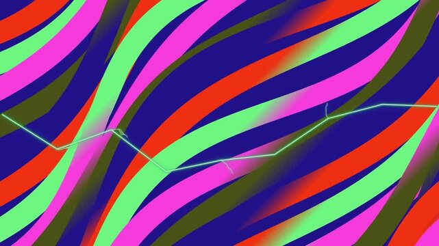 Vibrant abstract swirls of pink, green, orange, and olive on a deep blue background