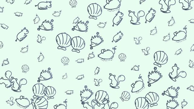 Doodle animal pattern cute cartoon seamless kids suitable for children's product design, nursery wallpaper, and playful branding materials.