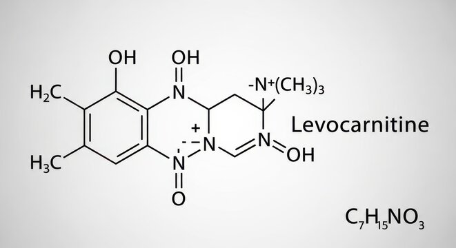 Levocarnitine Molecular Structure - An Illustration of Chemical Composition.