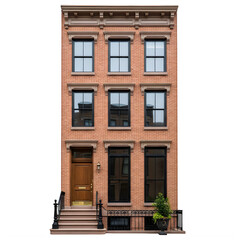Obraz premium A charming three-story brownstone building with a classic new york city facade
