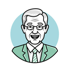 Obraz premium Elderly Man With Glasses and Mint Green Suit Portrait