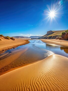 Sandy beach near Oum er-Rbia River in Aguelma Azigza National Park