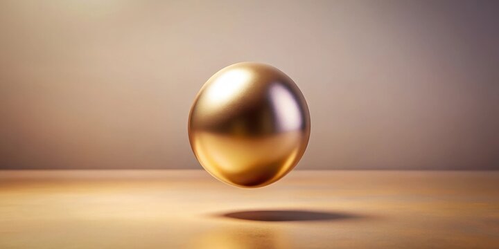 A shiny metallic gold ball suspended in mid-air