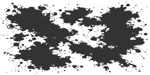 An abstract black ink splat grunge background features a dirty paint spray texture with a splatter design pattern and a decorative floral silhouette border on an artistic paper wallpaper element