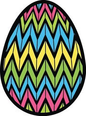 Colorful easter egg with vibrant chevron pattern on a white background sticker