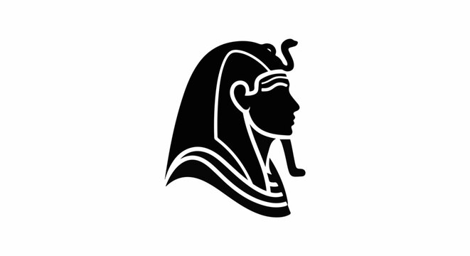 Stylized black profile of an ancient pharaoh's head with headdress