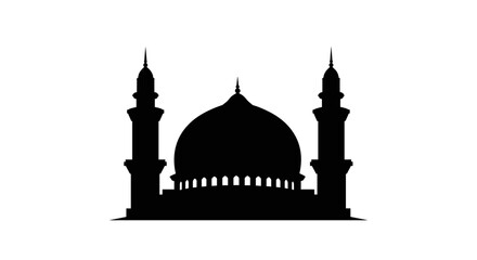 Mosque Silhouette with Dome and Minarets 12.