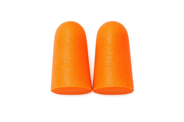 Pair of orange foam earplugs providing essential hearing protection and noise cancellation for safety and comfort