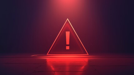 A glowing red triangular warning sign with a bold exclamation mark at its center, set against a dark, fragmented background, conveying urgency and caution.
