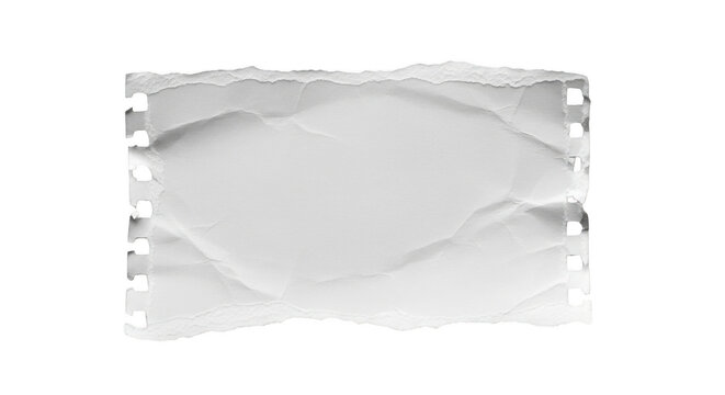 Torn sheet of white paper with spiral binding holes, crumpled texture, notes