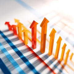 Colorful arrows pointing upwards. Growth, progress, and success concept.