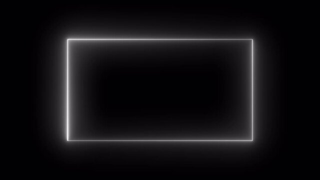 Rectangle animation glowing neon frame background , Neon line box animation, Square rectangle picture frame glowing neon animation on trasparent background.
