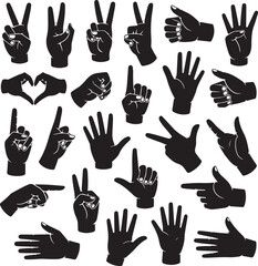 Set of Vector female beauty hands silhouette. Editable outline stroke size. Line flat contour, thin and linear design. Simple icons. Concept illustration