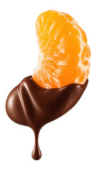 Obraz premium Chocolate covered orange segment dessert sweet isolated on a transparent background