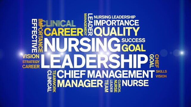 Nursing Leadership animated word cloud-text design animation tag kinetic typography seamless loop.