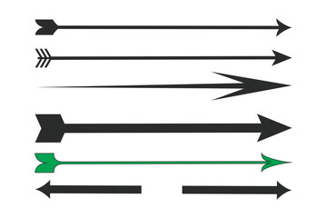 Fototapeta premium A set of various black and green arrow icons in different styles and designs