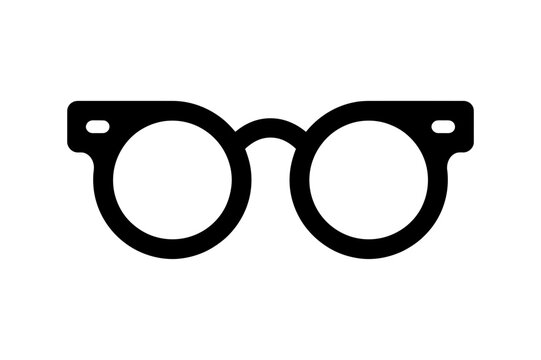 A minimalist vector graphic of a pair of glasses on a white background