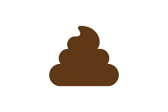A brown silhouette of a pile of poop on a white background
