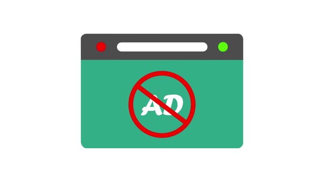 Ad Block No Advertising Symbol on Green Browser Window No Ads Concept green screen