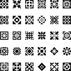 A diverse collection of intricate abstract geometric patterns with an ethnic and tribal design aesthetic for decoration