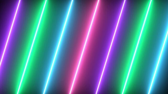 Neon glowing network lines for data visualization, digital connection concepts, and tech company presentations. Futuristic communication animation. 4K seamless loop.