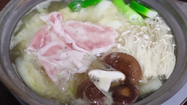 野菜たっぷり豚しゃぶ鍋のクローズアップ