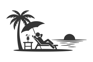 バカンスを楽しむ人物のシルエットアイコン