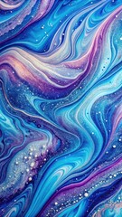 Obraz premium Vibrant abstract wave pattern with sparkling dust in shades of blue and purple