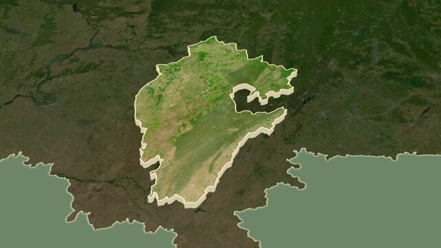 Bashkortostan region, Russia - map extrusion with regional location map.