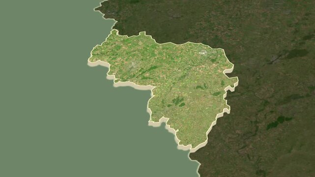 Belgorod region, Russia - map extrusion with regional location map.