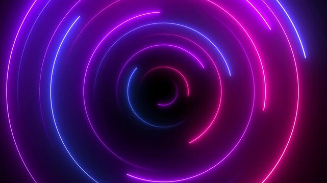 Neon glowing circles with energy flow for tech innovation presentations, AI product launches, and digital transformation videos. Futuristic motion graphics. 4K loop.