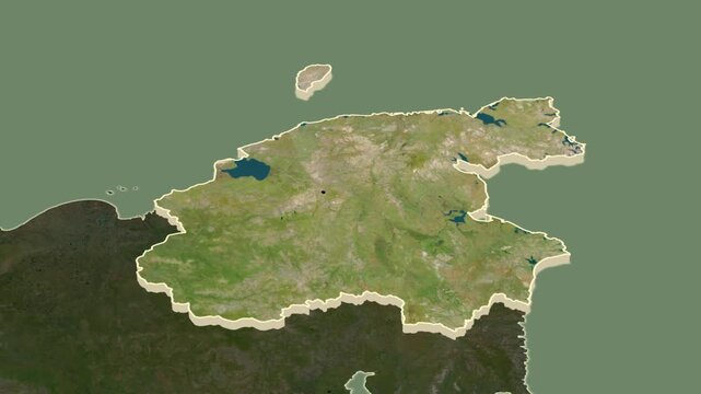Chukotka region, Russia - map extrusion with regional location map.