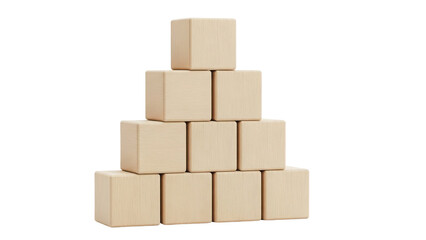 Obraz premium Stack of wooden blocks isolated on transparent background
