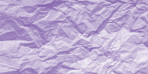 Obraz premium Grunge Halftone paper effect. Halftone crumpled paper texture with black a dotted, rough, and wrinkled surface. Wrinkled white paper in halftone collage style. Vector background