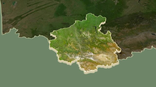 Altai Republic region, Russia - map extrusion with regional location map.