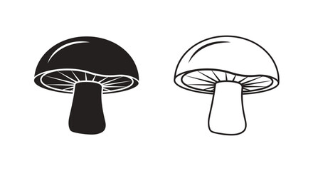 Black and white mushroom illustration, vector design, digital art, nature, fungi Vector