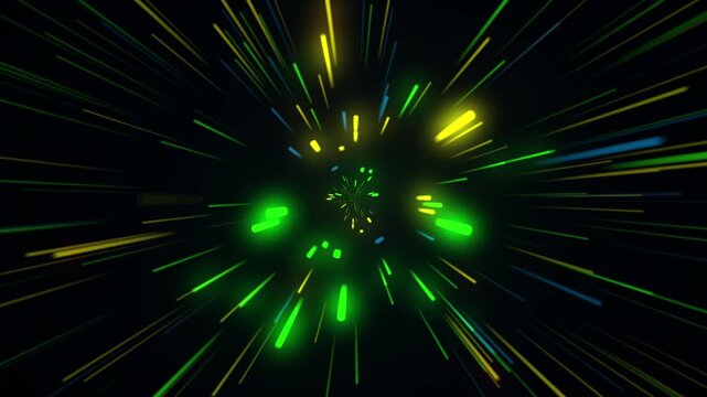 Cyberpunk neon rays with multicolor glowing lines for gaming videos, electronic music visualizers, and futuristic content. Dynamic animated background. 4K seamless loop.