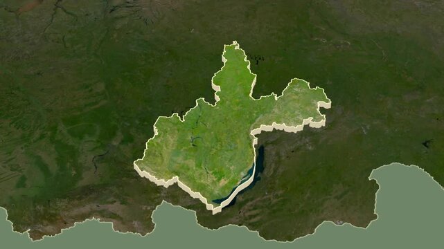 Irkutsk region, Russia - map extrusion with regional location map.