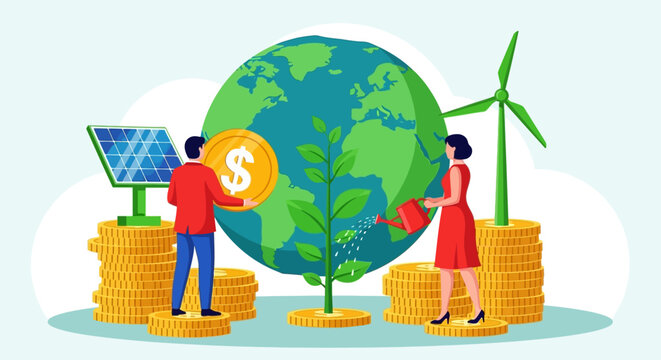 People investing in sustainable energy and eco-friendly practices globally