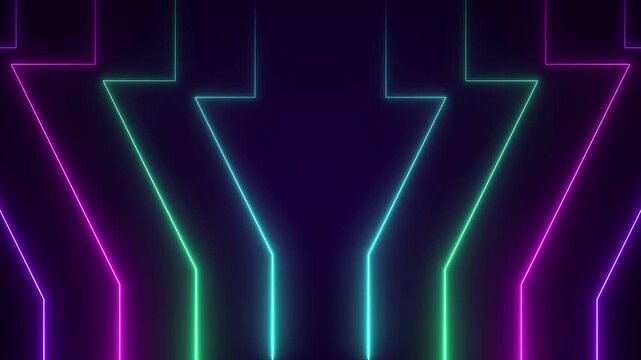 Futuristic neon HUD interface for tech videos, sci-fi productions, and UI/UX demonstrations. Glowing heads-up display elements animation. Seamless 4K loop.
