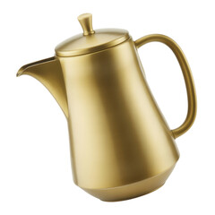 Fototapeta premium Gold Teapot with Lid and Handle metal shiny isolated on a transparent background