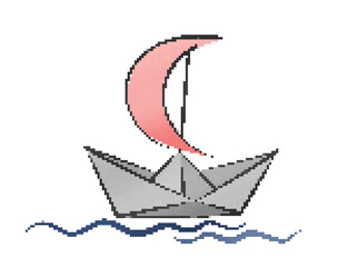 Drawing of the pixel boat with a sail.  © designer_an