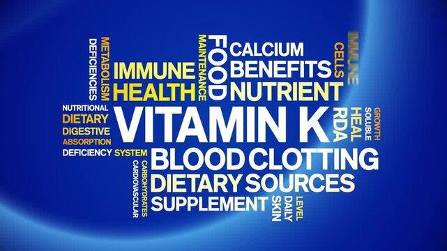 Vitamin K animated word cloud-text design animation tag kinetic typography seamless loop.