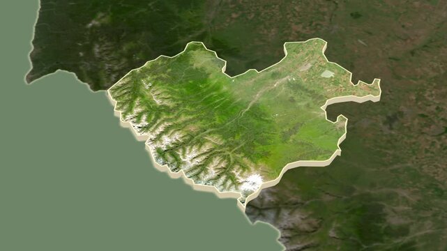 Karachay-Cherkessia region, Russia - map extrusion with regional location map.